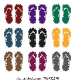 Flip-flops icon in style isolated on white background. Surfing symbol stock vector illustration.