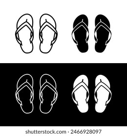 Flip-flops icon. Symbol of beach, vacation or rest. Attribute of travel, sea or summer.