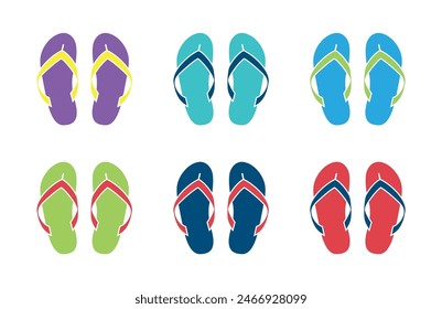 Flip-flops icon. Symbol of beach, vacation or rest. Attribute of travel, sea or summer.