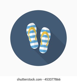 Flip-flops icon, Vector flat long shadow design. 