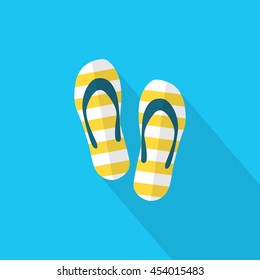 Flip-flops icon, Vector flat long shadow design. Transport concept.