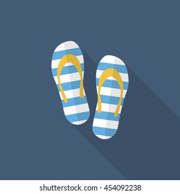 Flip-flops icon, Vector flat long shadow design. Transport concept.