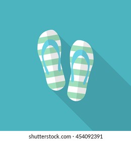 Flip-flops icon, Vector flat long shadow design. Transport concept.