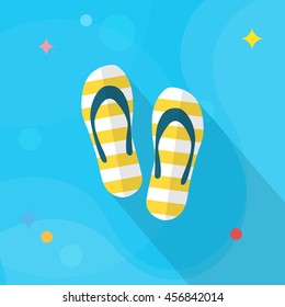 Flip-flops icon, Vector flat long shadow design. Transport concept.
