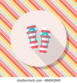 Flip-flops icon, Vector flat long shadow design. Transport concept.