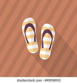 Flip-flops icon, Vector flat long shadow design. Transport concept.