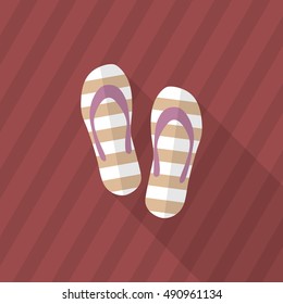 Flip-flops icon, Vector flat long shadow design. Transport concept.