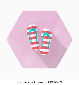 Flip-flops icon, Vector flat long shadow design. Transport concept.