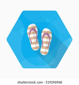 Flip-flops icon, Vector flat long shadow design. Transport concept.