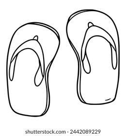 vectores de contorno de ilustración de flip-flops aislados	