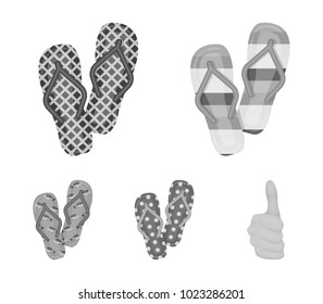 Flip-flops monochrome icons in set collection for design. Beach shoes vector symbol stock web illustration.