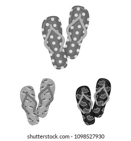 Flip-flops monochrome icons in set collection for design. Beach shoes vector symbol stock web illustration.