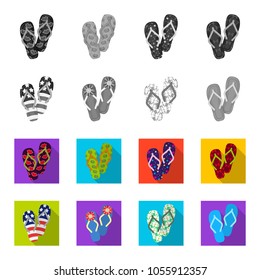 Flip-flops monochrome,flat icons in set collection for design. Beach shoes vector symbol stock web illustration.