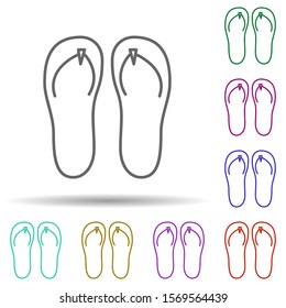 Flip-flops in multi color style icon. Simple thin line, outline vector of summer clothes icons for ui and ux, website or mobile application