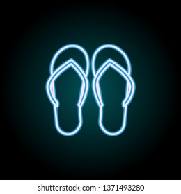 flip-flops neon icon. Elements of Camping set. Simple icon for websites, web design, mobile app, info graphics on dark gradient background