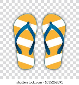Flip-flops on the blue checked background. Eps 10 vector file.