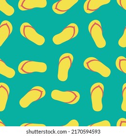 Flipflops en el colorido patrón de verano. Fondo de repetición sin problemas. ilustración plana vectorial.