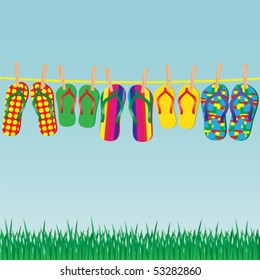Flip-flops on a rope - an illustration for your design project.