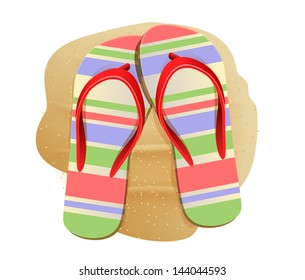 flip-flops on sand vector icon