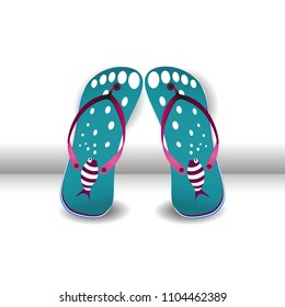 Flip-flops on a white background. Vector illustration, isolated icon for advertising design, tourist brochures and magazines.