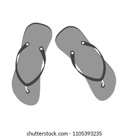 Flip-flops on a white background. Vector illustration, isolated black and white color, contour for advertising design, tourist brochures and magazines.