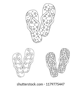 Flip-flops outline icons in set collection for design. Beach shoes vector symbol stock web illustration.
