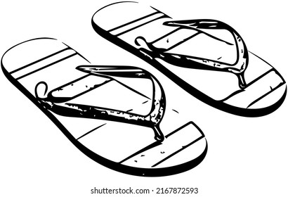 Par de sandalias de verano, vectores blanco y negro