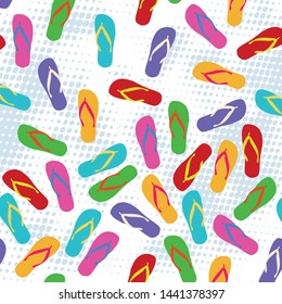 Flip-flops pattern design on white background, vector illustration. Flip-flops print for textile design