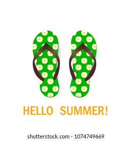 Flip-flops with pattern. Summer background.