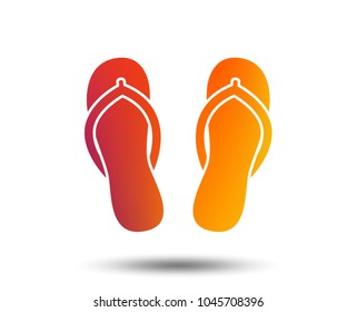 Flip-flops sign icon. Beach shoes. Sand sandals. Blurred gradient design element. Vivid graphic flat icon. Vector