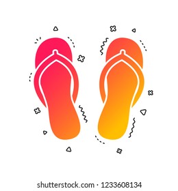 Flip-flops sign icon. Beach shoes. Sand sandals. Colorful geometric shapes. Gradient sandals icon design.  Vector