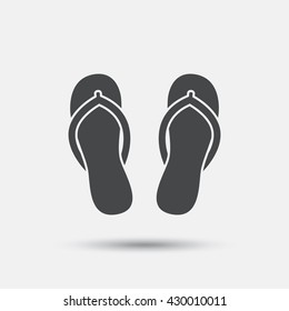 Flip-flops sign icon. Beach shoes. Sand sandals. Flat sandals web icon on white background. Vector