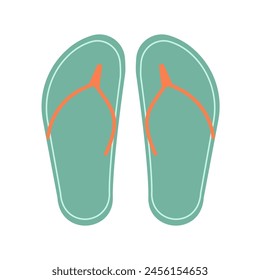 Flip-flops, summer shoes. Beach foot wear. Flat vector design isolated on white background. 