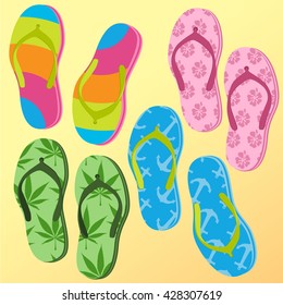 Flip-flops. Summer vacations vector mock up.