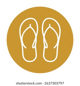 Flipflops in sunny yellow circle icon illustration element