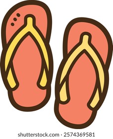 Flip-flops vector doodle illustration and graphic