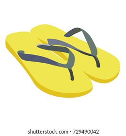 Flip-flops yellow realistic vector illustration isolated no background