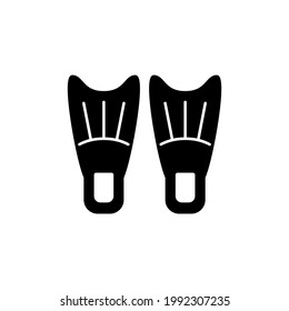 Flipper diving icon in solid black flat shape glyph icon, isolated on white background 