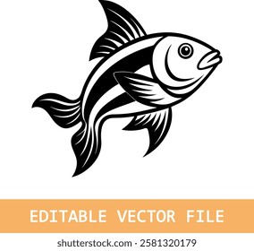 A flipper fish silhouette Vector