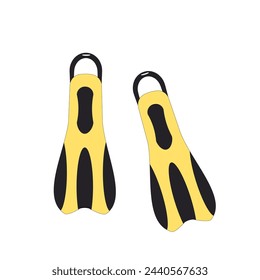 Flipper isolated on white background. Pair of diving fins. Line art flat vector illustration.