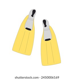 Flipper isolated on white background. Pair of diving fins. Line art flat vector illustration.