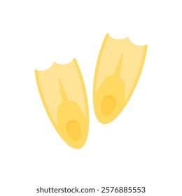 Flippers in cartoon style on a white isolated background. Yellow Flippers are minimalist for relaxing at sea. An item for diving deeper into the sea. Entertainment on vacation. Diver equipment
