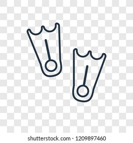 Flippers concept vector linear icon isolated on transparent background, Flippers concept transparency concept in outline style