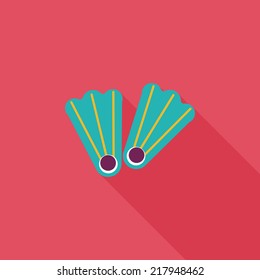 flippers for diving flat icon with long shadow