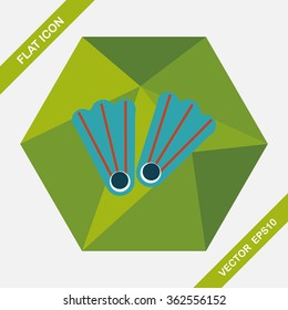 flippers for diving flat icon with long shadow