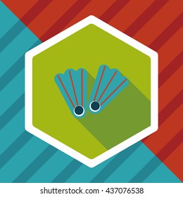flippers for diving flat icon with long shadow