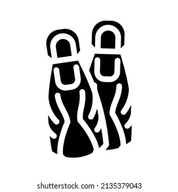 flippers for diving glyph icon vector. flippers for diving sign. isolated contour symbol black illustration