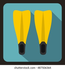 Flippers for diving icon in flat style with long shadow. Swimming symbol vector illustration