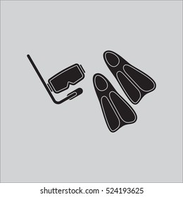 flippers diving mask Icon Vector