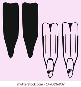 flippers for diving vector silhouette isolated